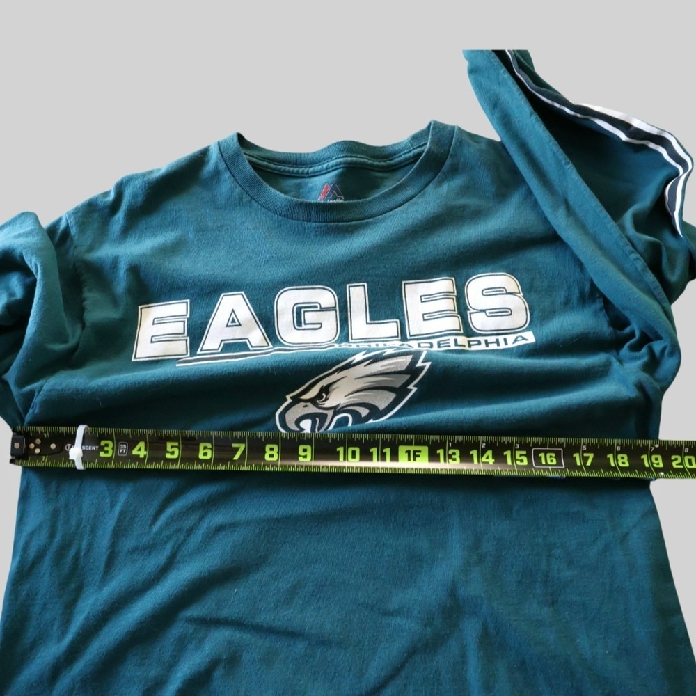 Y2K‎ Majestic Philadelphia Eagles Mens Medium Long Sleeve T-Shirt Midnight Green - Picture 7 of 9